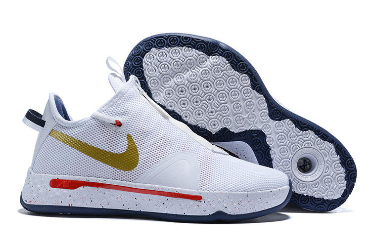 Nike PG 4 White Gold Red Blue Shoes